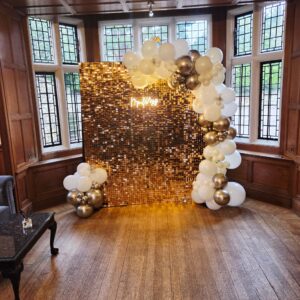 Champagne Gold Shimmer Sequin Wall Backdrop Hire only