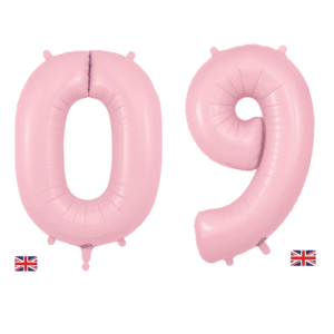 Inflated Classic Helium-Filled Pastel Pink Number Balloon on a weight